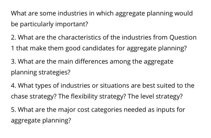 What are some industries in which aggregate