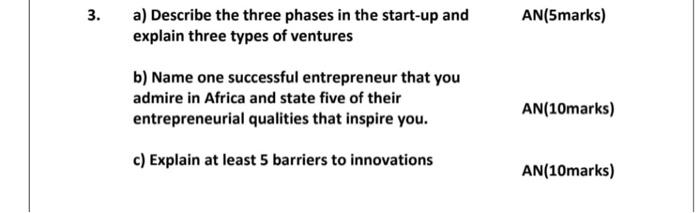 3. a) Describe the three phases in the start-up