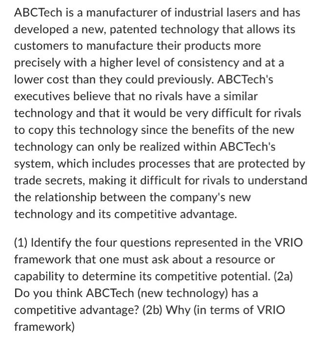Answer ALL in 500 words ABCTech is a manufacturer