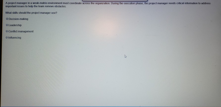 A project manager in a weak-matrix environment