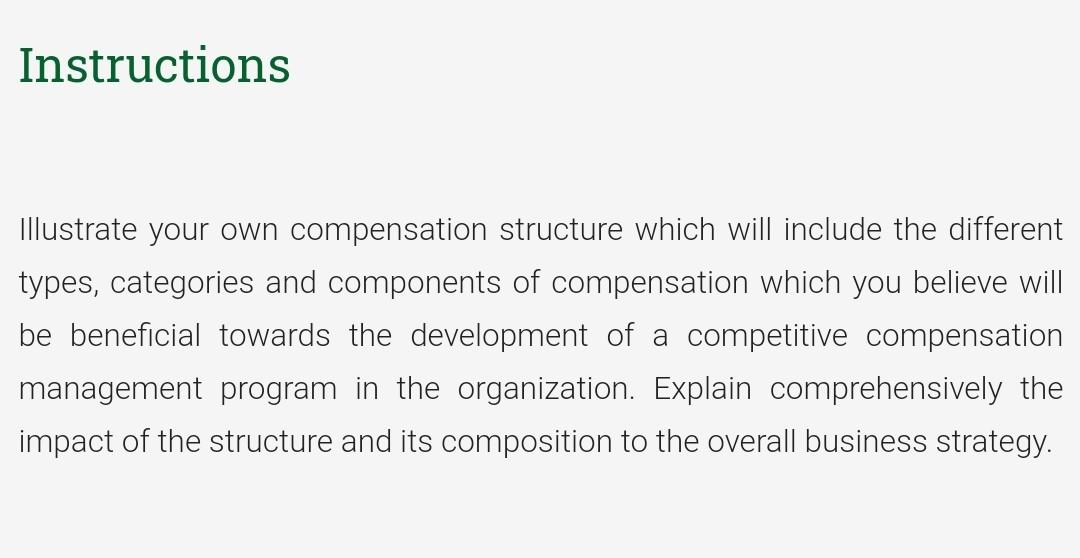 Instructions Illustrate your own compensation