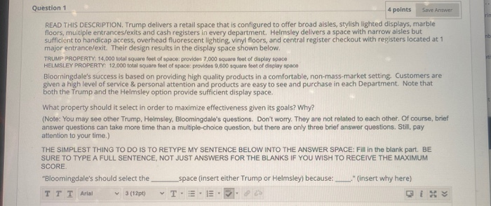 Save Answer Question 1 4 points READ THIS