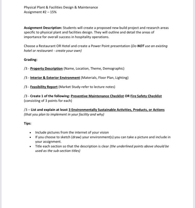 Physical Plant \& Facilities Design \&