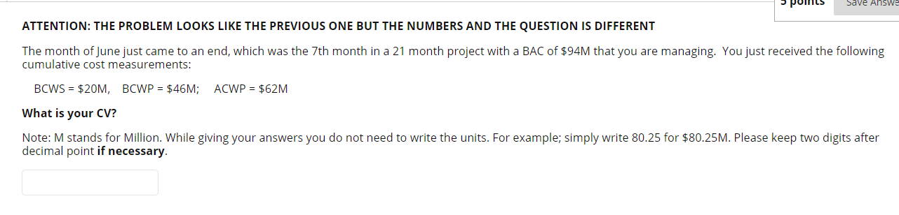 Save Answe ATTENTION: THE PROBLEM LOOKS LIKE THE