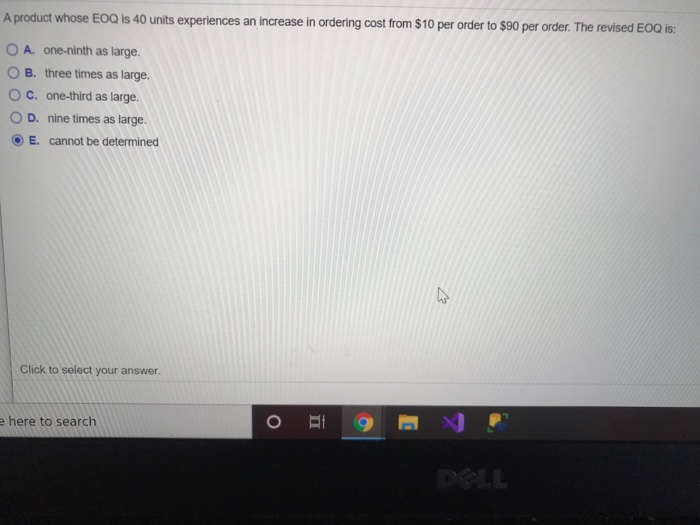 A product whose EOQ is 40 units experiences an