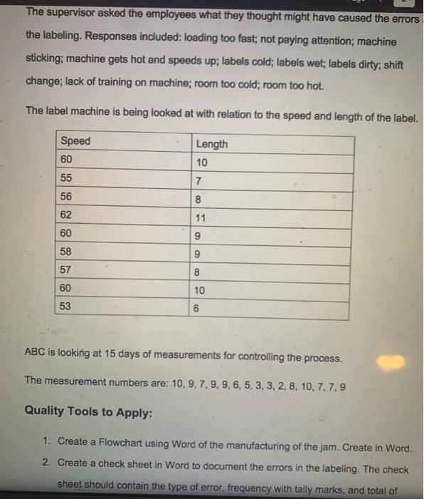 Page > of 3 Quality Tools Case Study Objective: