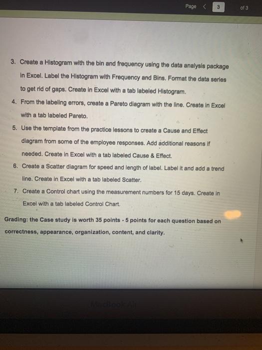 Page > of 3 Quality Tools Case Study Objective: