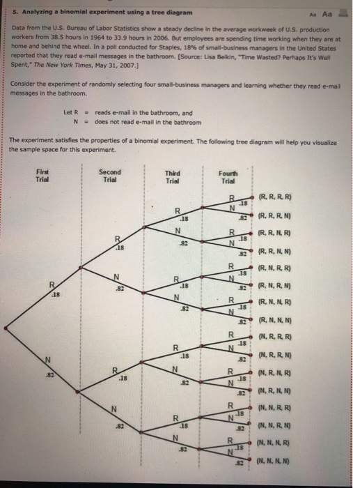 5. Analyzing a binomial experiment using a tree