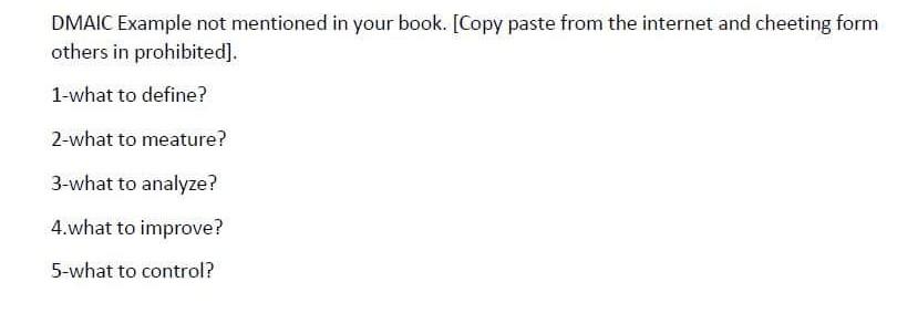 Please solve this problem DMAIC Example not