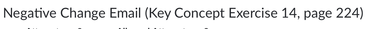 Negative Change Email (Key Concept Exercise 14,
