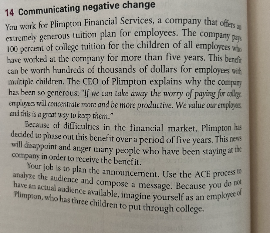 Negative Change Email (Key Concept Exercise 14,