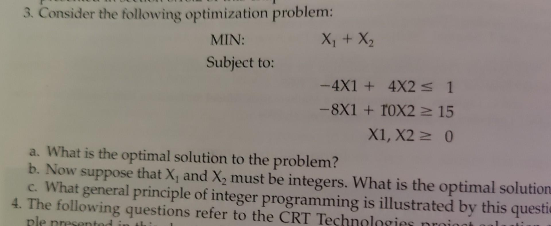 3. Consider the following optimization problem: