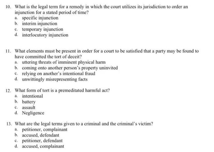 10. What is the legal term for a remedy in which