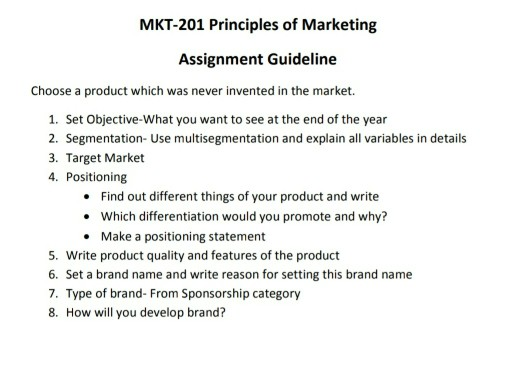 MKT-201 Principles of Marketing Assignment