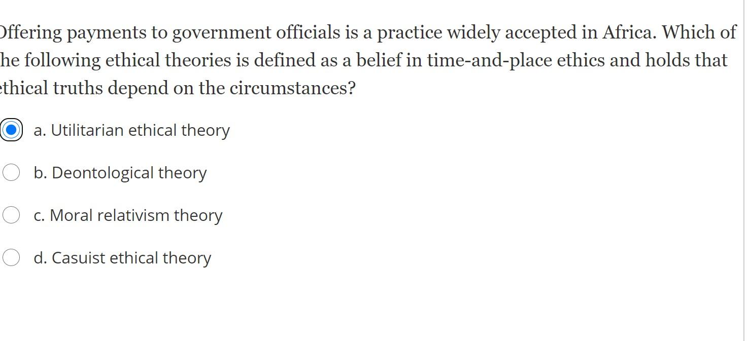 Offering payments to government officials is a