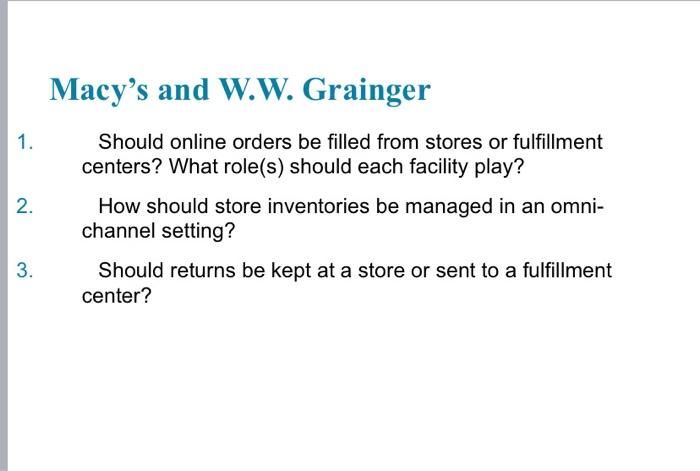 Macy's and W.W. Grainger 1. 2. Should online