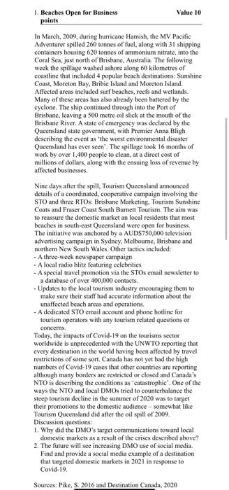 Value 10 1. Beaches Open for Business points In