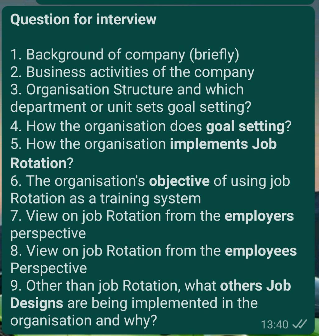 As part of the person who being interviewed,