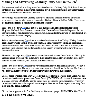 Does Cadbury have a responsibility for each