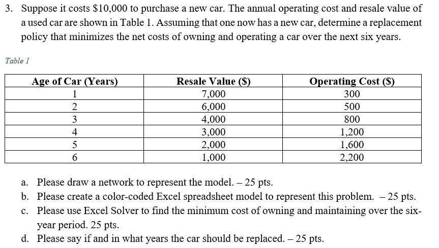 Please solve this using an excel spreadsheet and