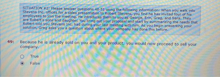 clarification please? SITUATION #2: Please answer