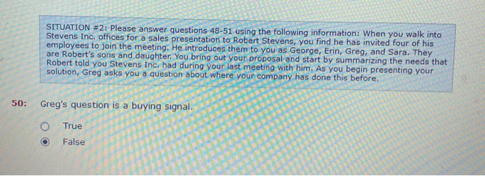 clarification please? SITUATION #2: Please answer