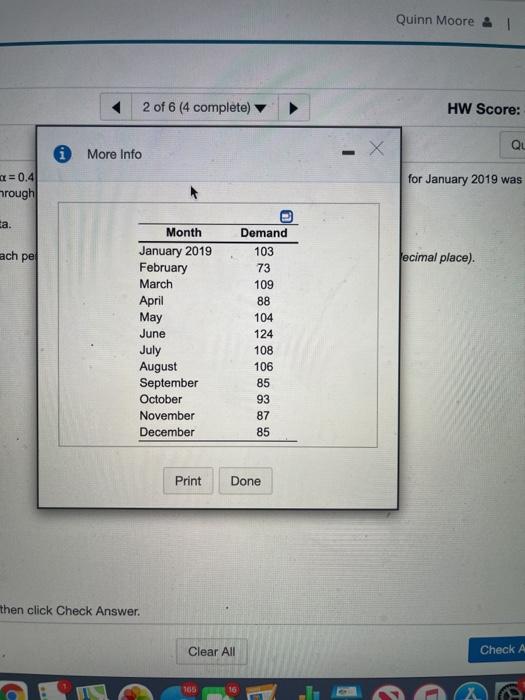 find exponential smoothibg forecasts, MFE, MAD,