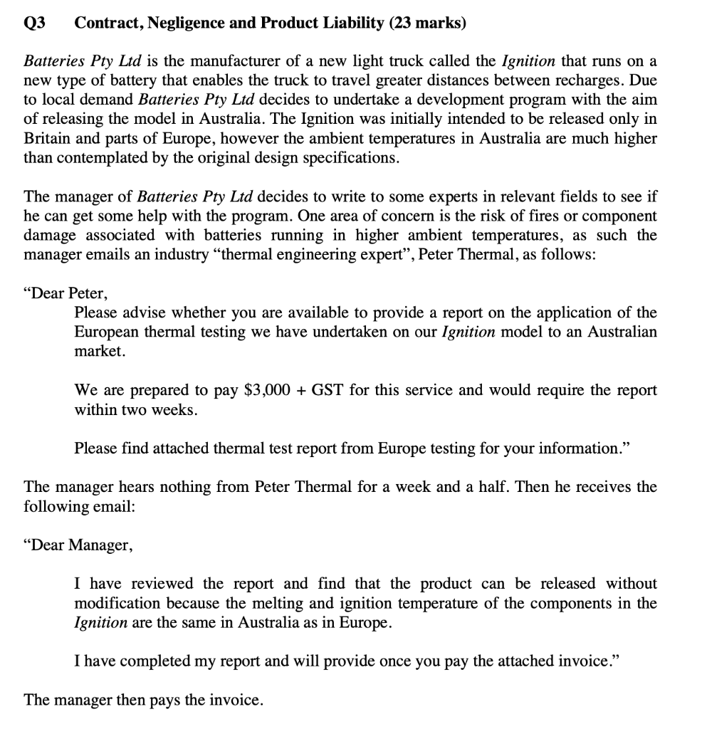 Q3 Contract, Negligence and Product Liability (23