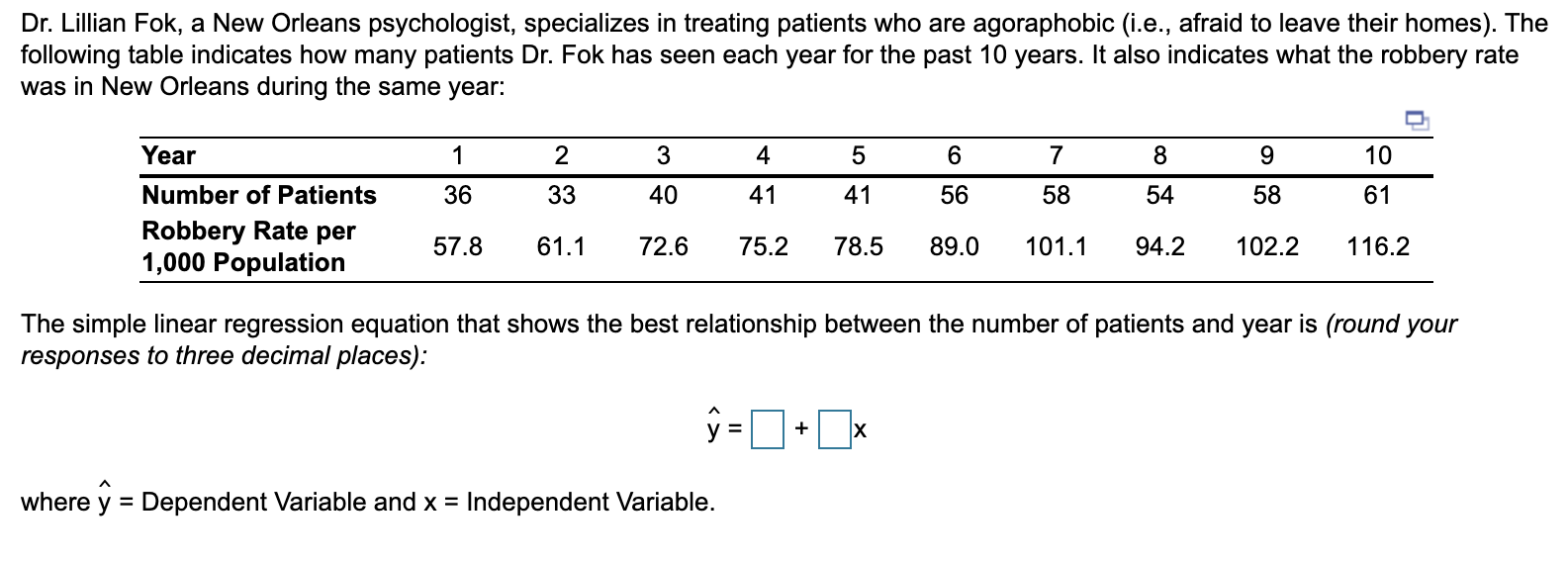 b. Using linear regression, the number of