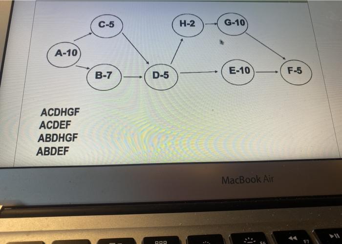 1 Please show work C-5 H-2 G-10 A-10 D-5 E-10 B-7