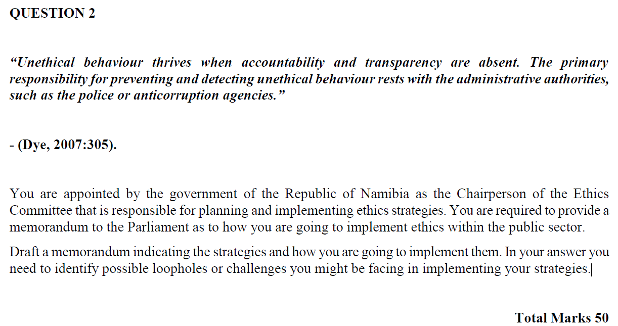 QUESTION 2 Unethical behaviour thrives when