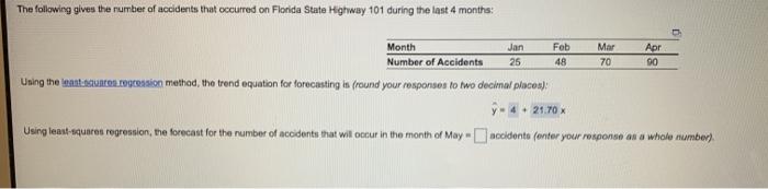 The following gives the number of accidents that