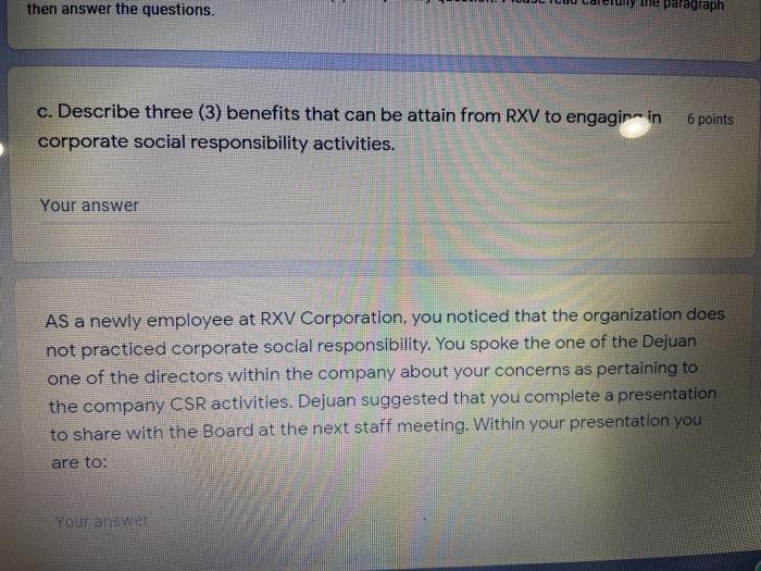 then answer the questions. paragraph c. Describe