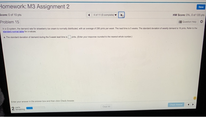 Homework: M3 Assignment 2 Save Score: 0 of 10 pts