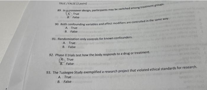answer the following questions TRUE/FALSE [ 2