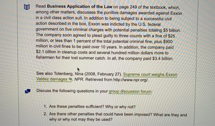 Read Business Application of the Law on page 249