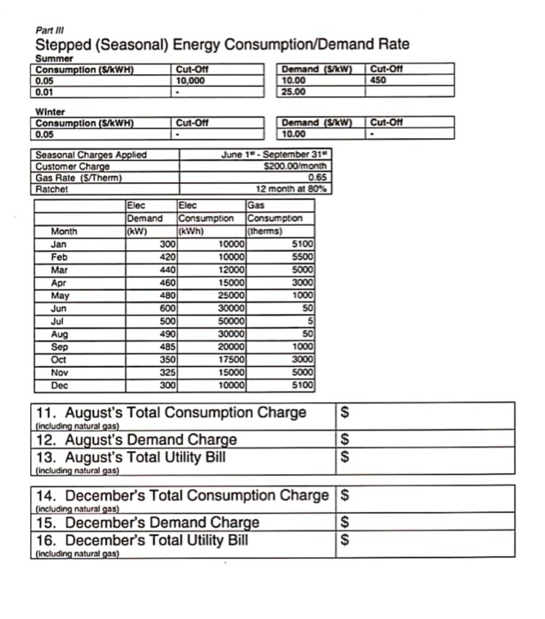 utility rates Part II Stepped (Seasonal) Energy