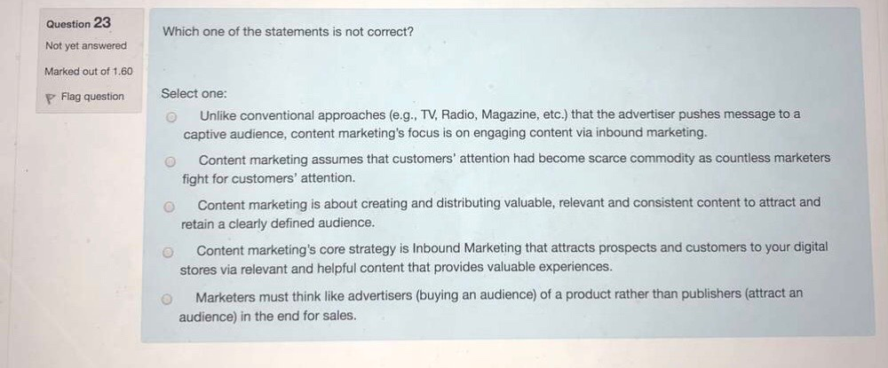 Question 23 Question 23 Which one of the