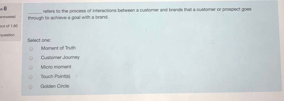 Question 8 -n 8 answered refers to the process of