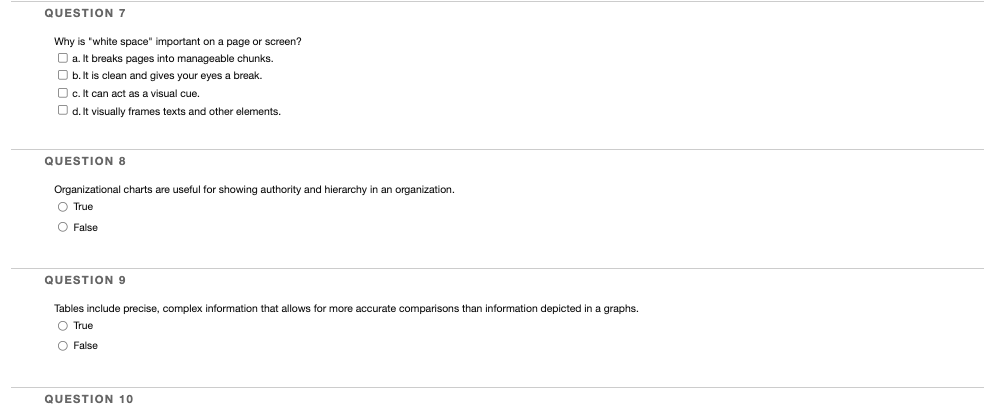 QUESTION 7 Why is 'white space