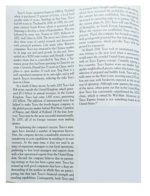 Q.How does Tesco create value in its