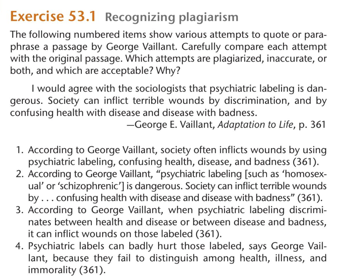 Exercise 53.1 Recognizing plagiarism The