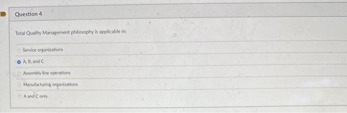 Total Quality Management philosophy is applicable