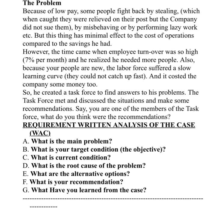 CASE STUDY 24 THE COST OF LABOR Background Mr.