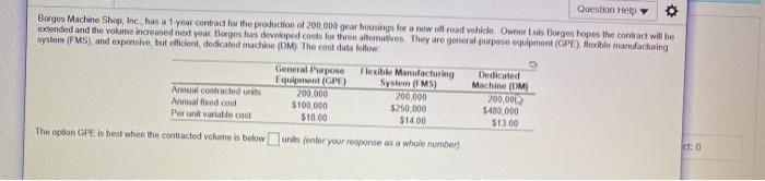 Question Help Borges Machine Shop, Inc. has a 1