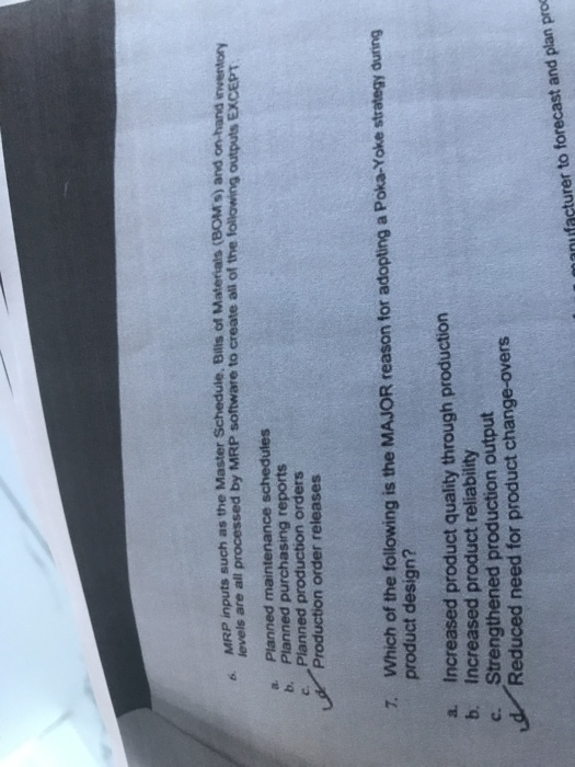 i need correct answer for this quizzz MRP inputs