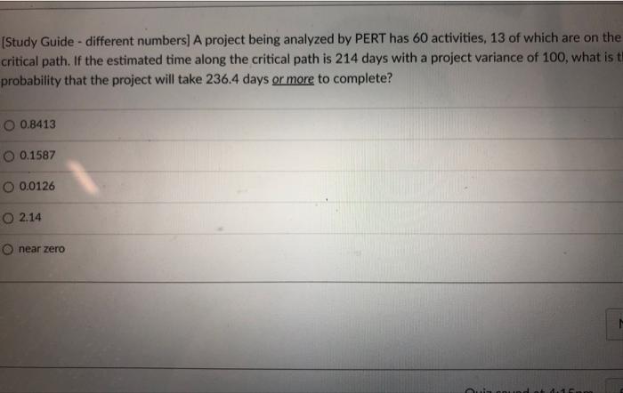 [Study Guide - different numbers) A project being