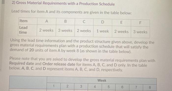 PLEASE HELP THANK YOU 2) Gross Material