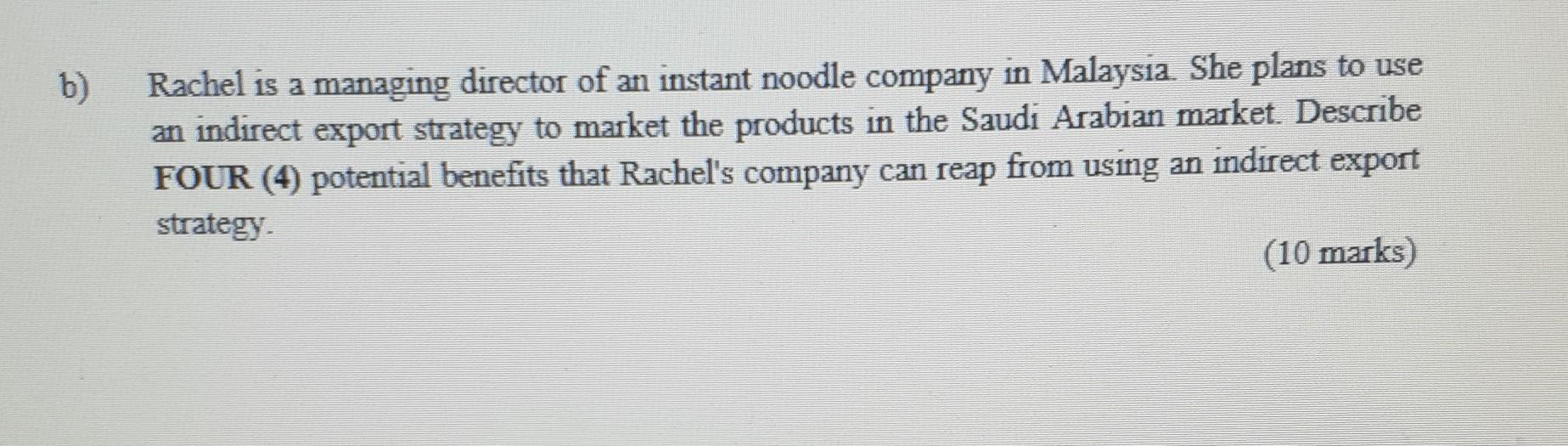 please solve it ASAP.tq question b b) Rachel is a