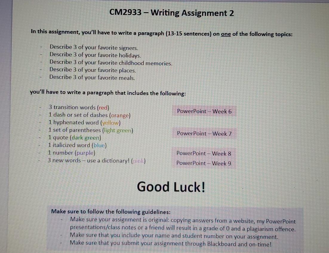 Please help me CM2933 - Writing Assignment 2 In